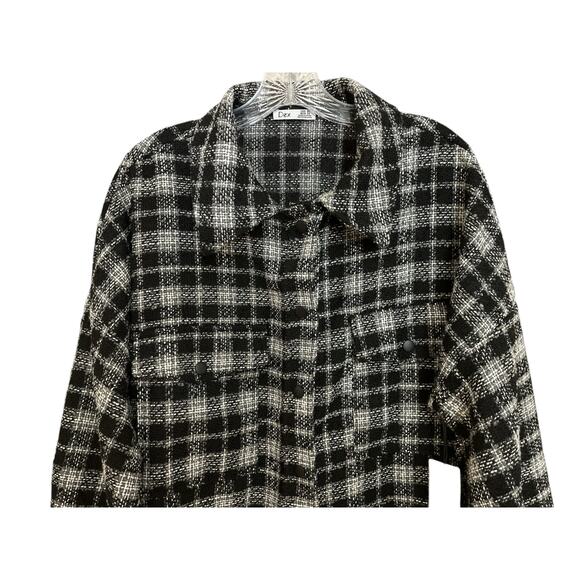Dex Black and White Plaid Button Up Jacket Shacket Size XL - Picture 9 of 10